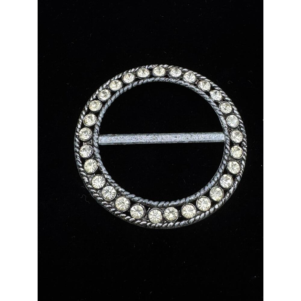 Vintage Art Deco Clear Crystal Belt Slide / Large Scarf Slide